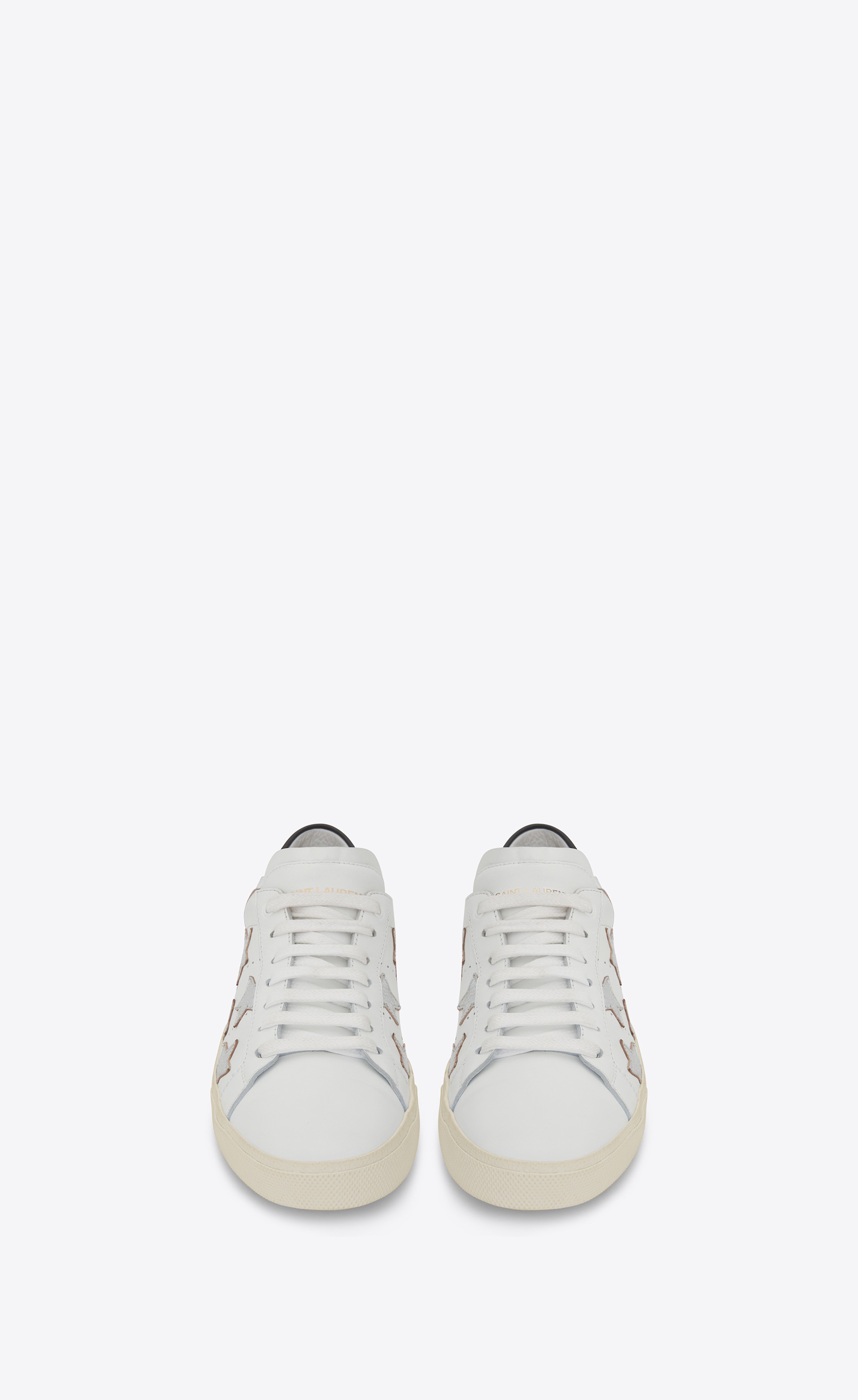 Saint Laurent SIGNATURE California SNEAKER IN WHITE LEATHER AND SILVER ...