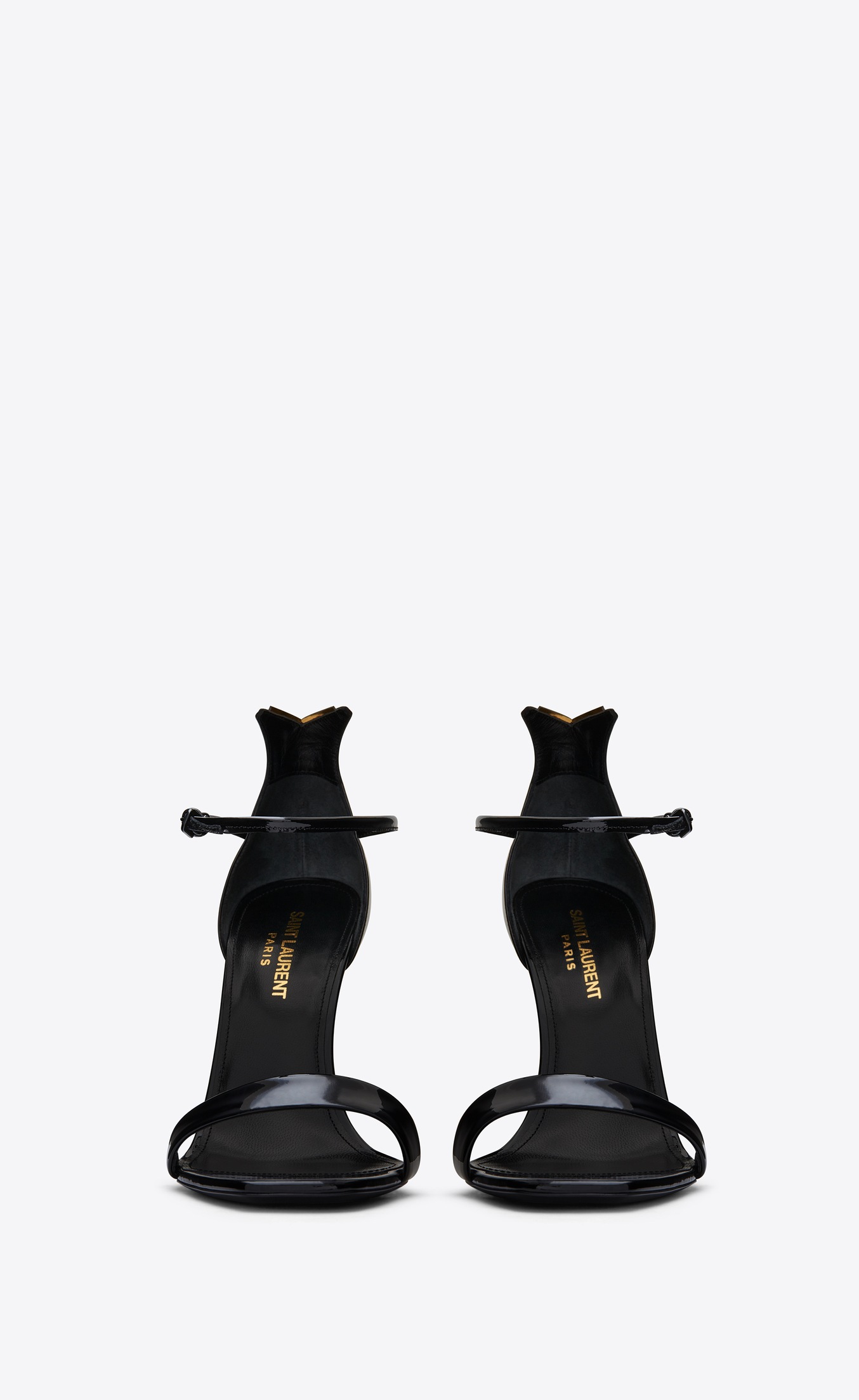 Saint Laurent Y 105 Ankle Strap Sandal In Black And Gold | YSL.com
