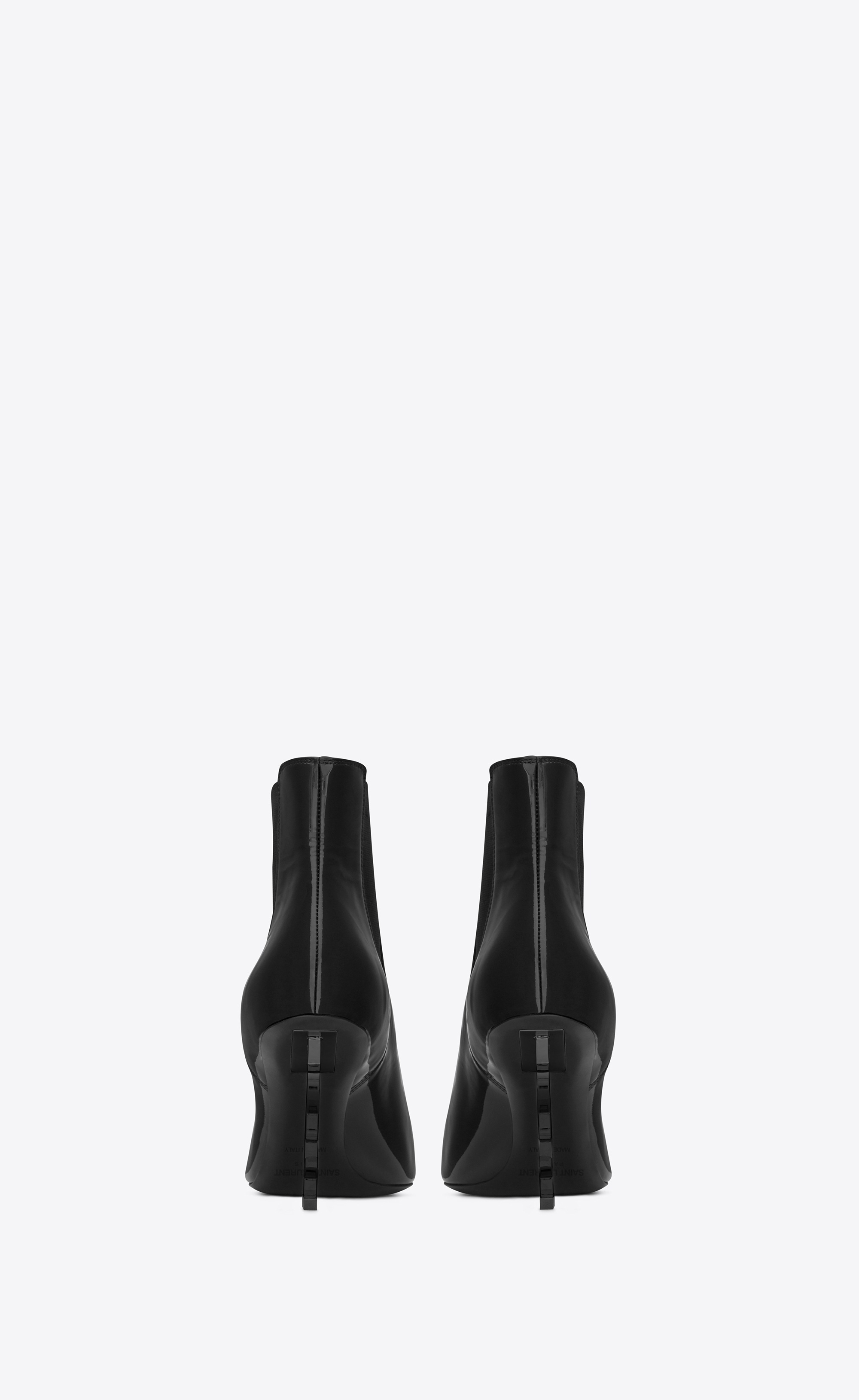 Saint Laurent OPYUM 85 Ankle Boot Black Patent Leather And Chrome | YSL.com