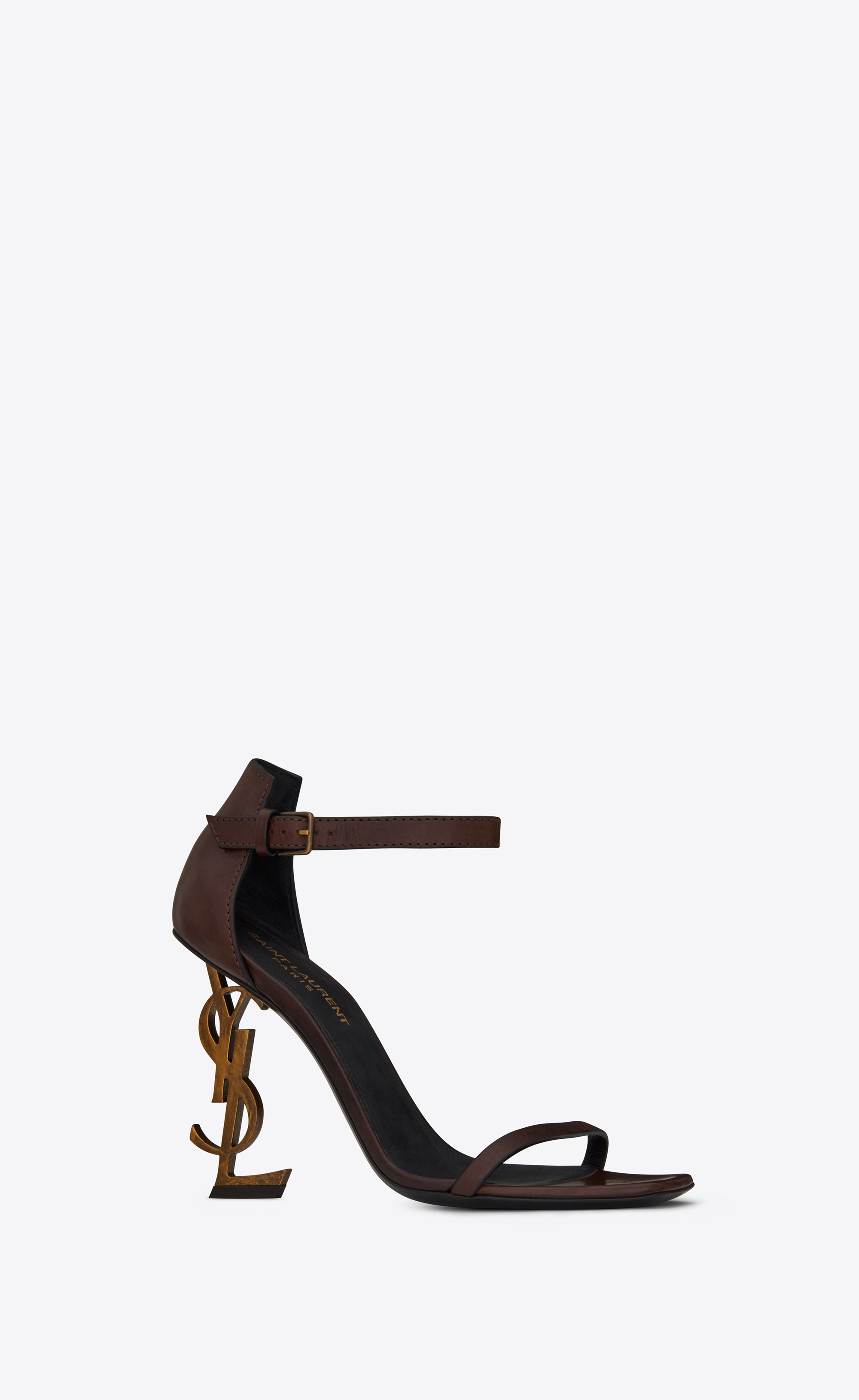 Saint Laurent ‎Opyum Sandals In Leather With Gold Toned Heel ‎ | YSL.com