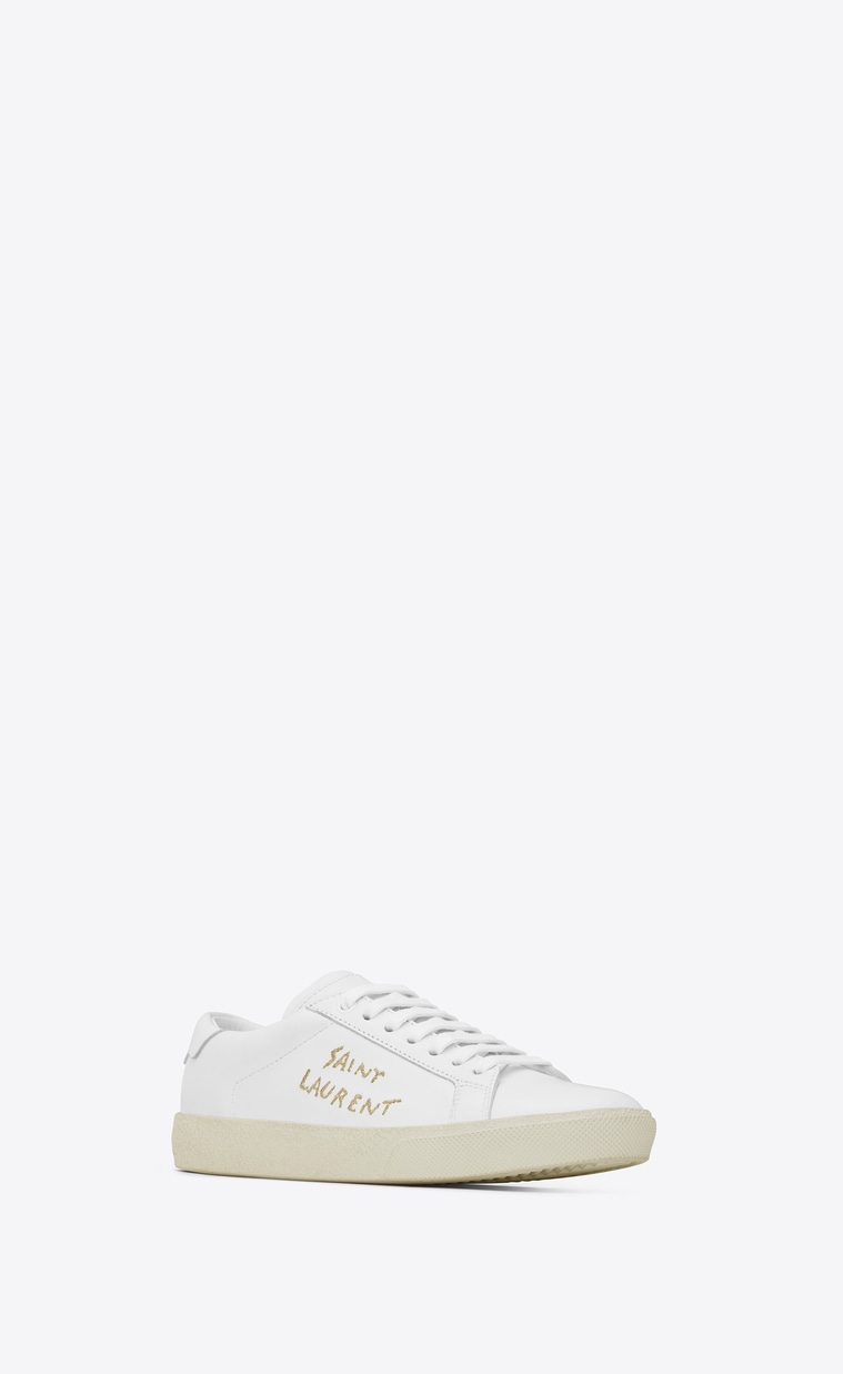 Saint Laurent ‎Court Classic Sl/06 Embroidered Sneaker In Leather ...