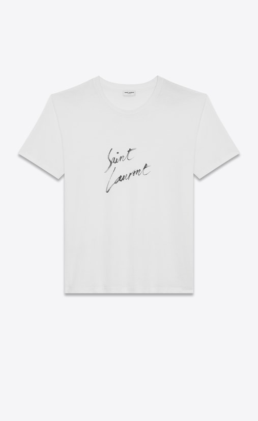 Saint Laurent Oversized SAINT LAURENT Signature T Shirt In Ivory And ...