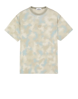 STONE ISLAND 233E8 CAMO DÉVORÉ T-Shirt Herr Taubengrau