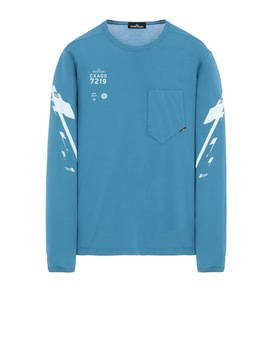 STONE ISLAND SHADOW PROJECT 20214 PRINTED LS CATCH POCKET-T2 Long sleeve t-shirt Man Teal