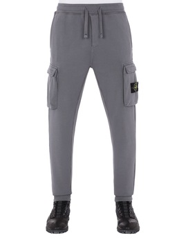 STONE ISLAND 63251 Fleece Trousers Man Blue Grey