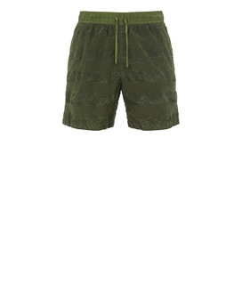 STONE ISLAND SHADOW PROJECT B0316 STRIPED TRUNKS SHADOW PROJECT SWIM SHORTS Man Olive Green
