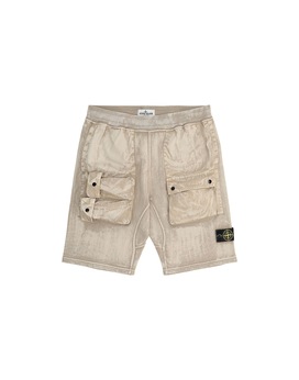 STONE ISLAND JUNIOR 62345 BRUSH TREATMENT 抓绒百慕大短裤 男士 沙色