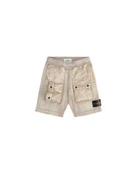 STONE ISLAND JUNIOR 62345 BRUSH TREATMENT 抓绒百慕大短裤 男士 沙色