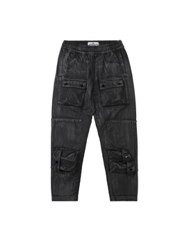 STONE ISLAND JUNIOR 30536 BRUSH TREATMENT 长裤 男士 黑色