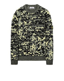 STONE ISLAND 529D1 MIXED YARNS TWISTED PIXEL CAMO Sweater Man Black