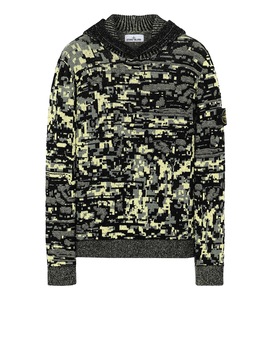STONE ISLAND 557D1 MIXED YARNS TWISTED PIXEL CAMO Sweater Man Black