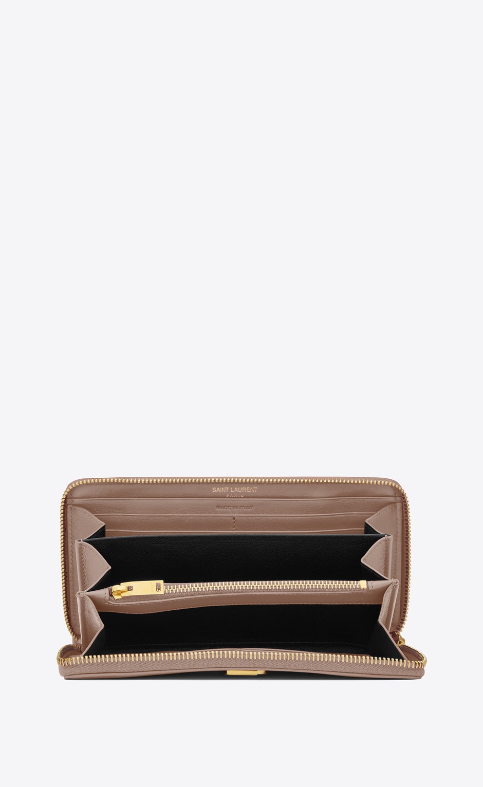 Saint Laurent ‎Ysl Zip Around Wallet In Rose Leather ‎