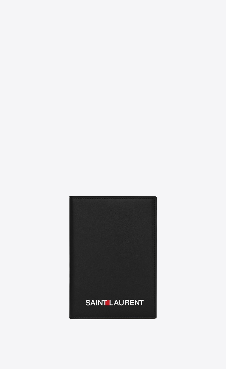 Saint Laurent Saint Laurent Print Passport Case In Black Leather