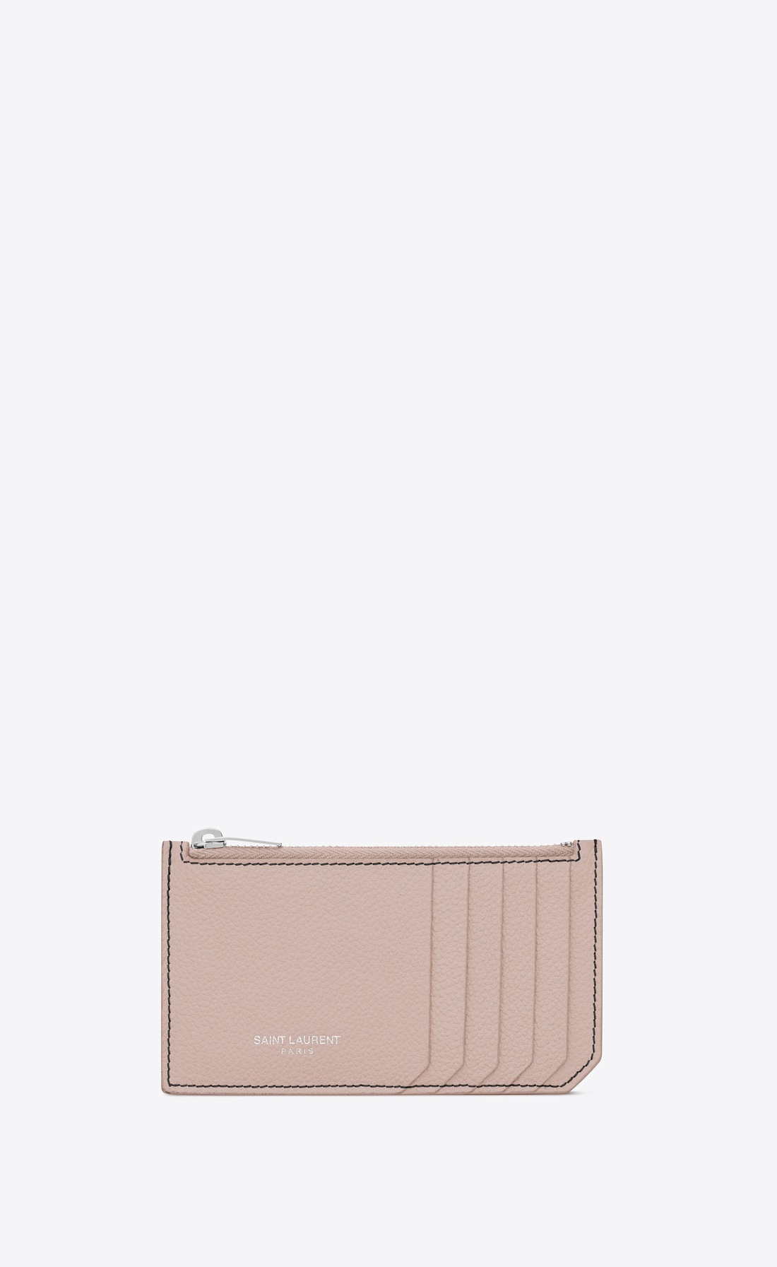 Saint Laurent Chain Wallet In Pale Blush Textured Matelassé Leather