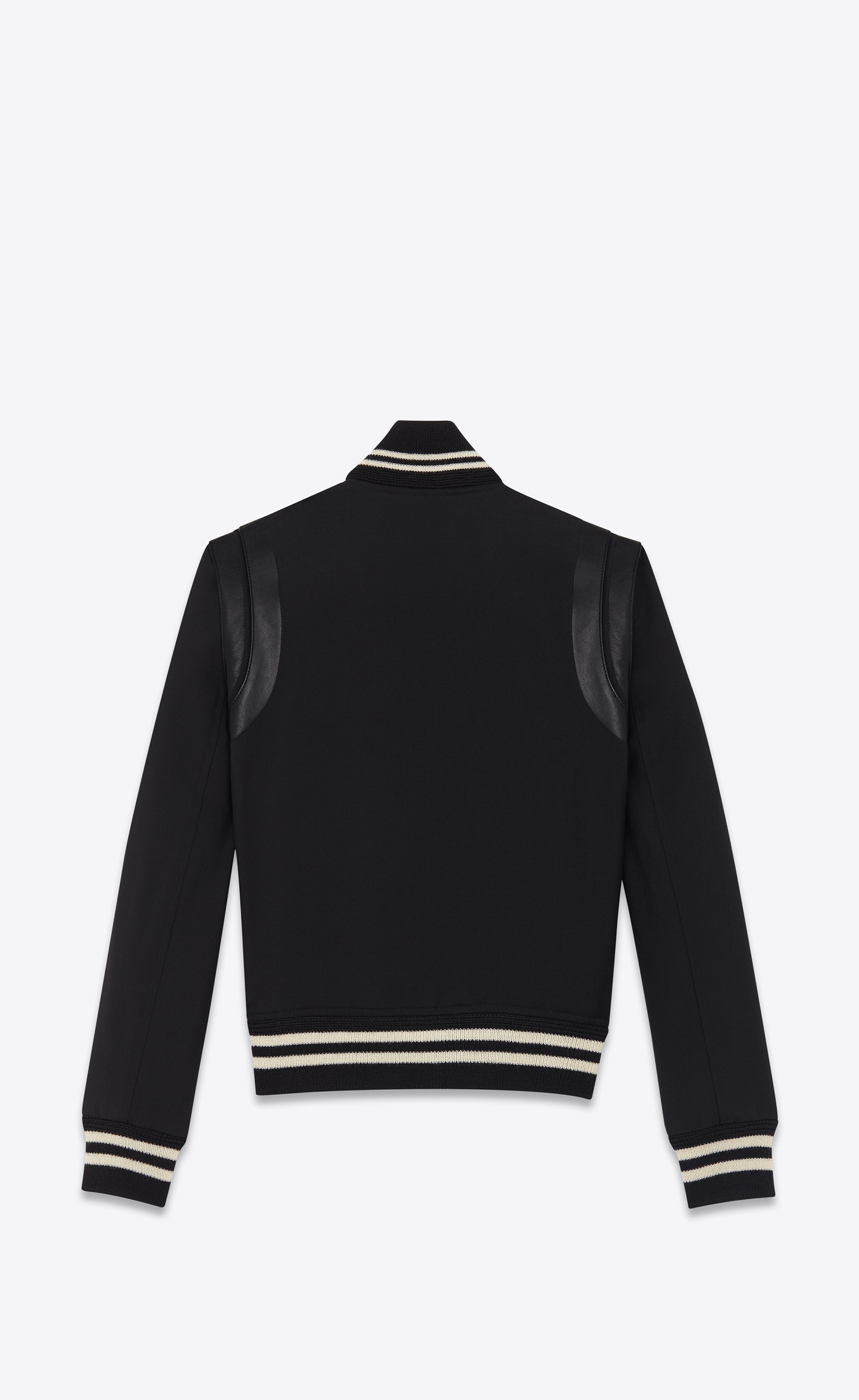 Saint Laurent Classic Teddy Jacket In Black Wool Gabardine And Leather ...