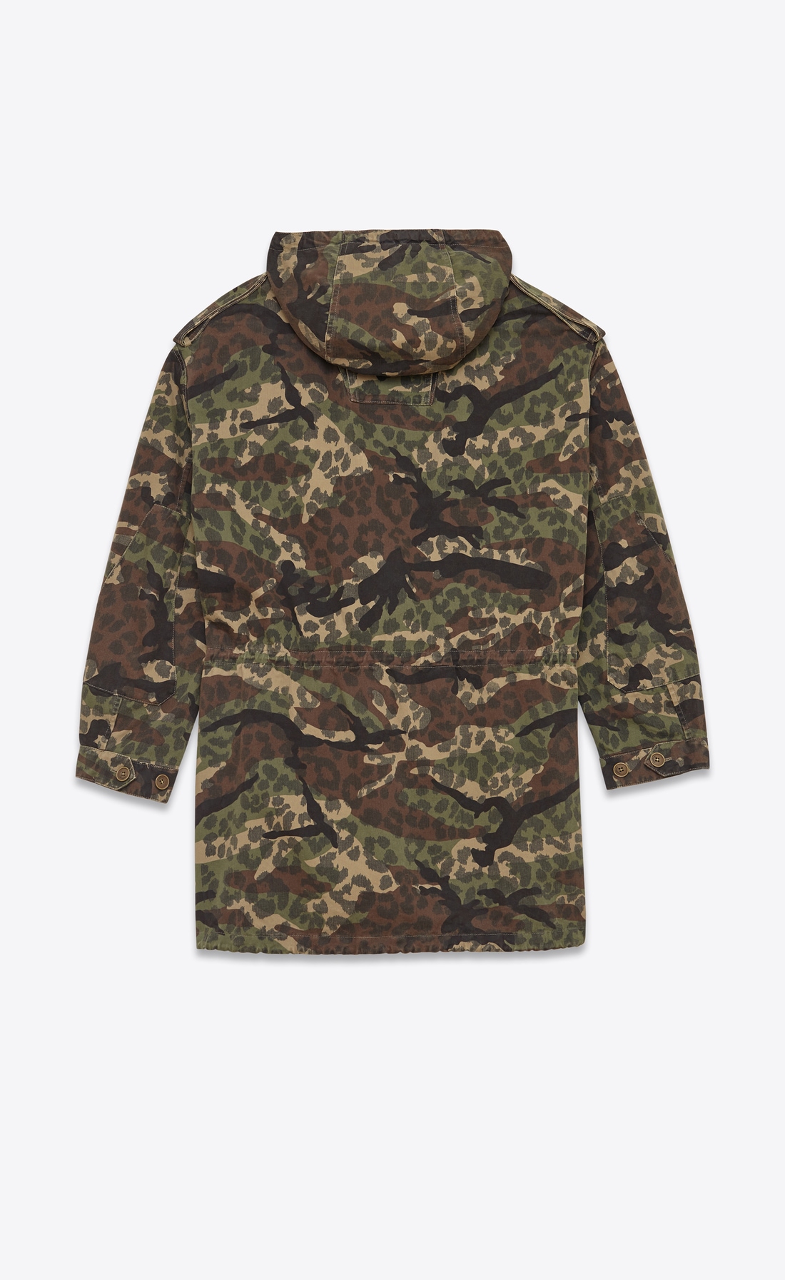 Saint Laurent Oversized Parka In Khaki And Black Camouflage Printed ...