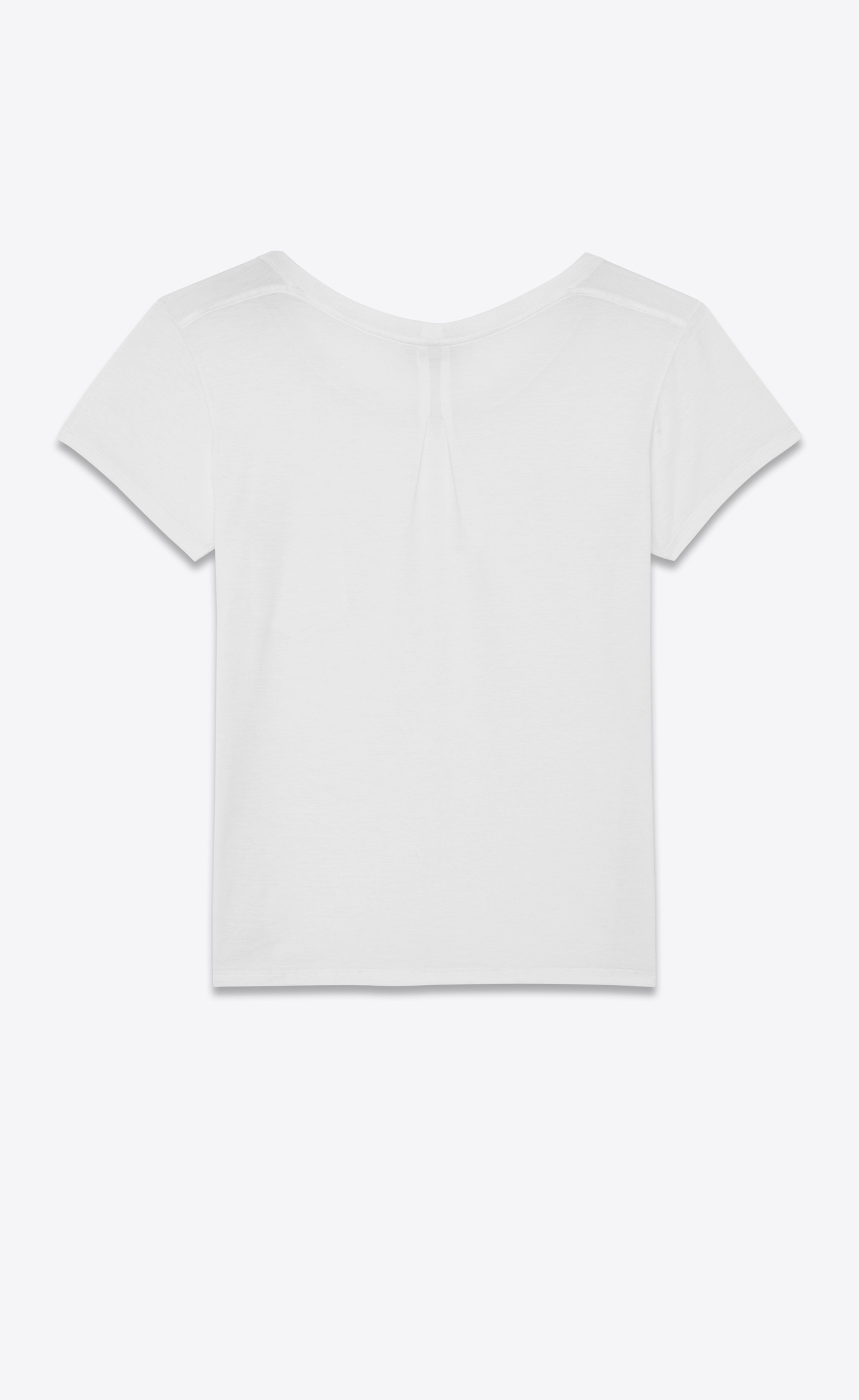 Saint Laurent Classic Ballet Collar T Shirt In White Cotton Jersey