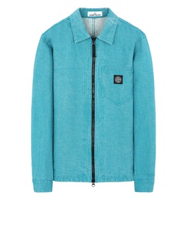 STONE ISLAND 106J1 PANAMA PLACCATO OVER SHIRT Man Turquoise