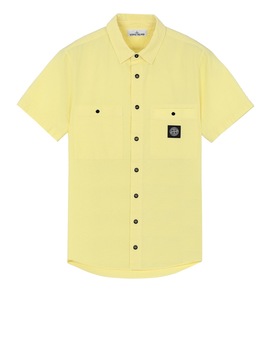 STONE ISLAND 12837 SEERSUCKER CO-TC Short sleeve shirt Man Lemon
