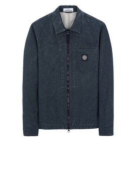 STONE ISLAND 106J1 PANAMA PLACCATO OVER SHIRT Man Marine Blue