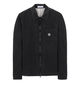 STONE ISLAND 106J1 PANAMA PLACCATO OVER SHIRT Man Black