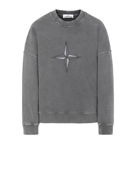 STONE ISLAND 66254 FLECK TREATMENT Sweatshirt Man Blue Grey