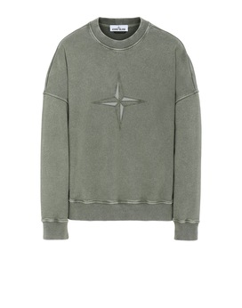 STONE ISLAND 66254 FLECK TREATMENT Sweatshirt Man Olive Green