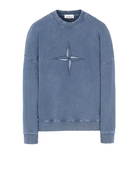 STONE ISLAND 66254 FLECK TREATMENT Sweatshirt Man Marine Blue