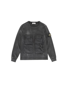STONE ISLAND JUNIOR 62245 BRUSH TREATMENT 卫衣 男士 黑色