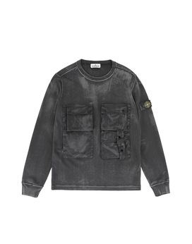STONE ISLAND JUNIOR 62245 BRUSH TREATMENT 卫衣 男士 黑色