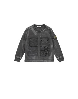 STONE ISLAND JUNIOR 62245 BRUSH TREATMENT 卫衣 男士 黑色