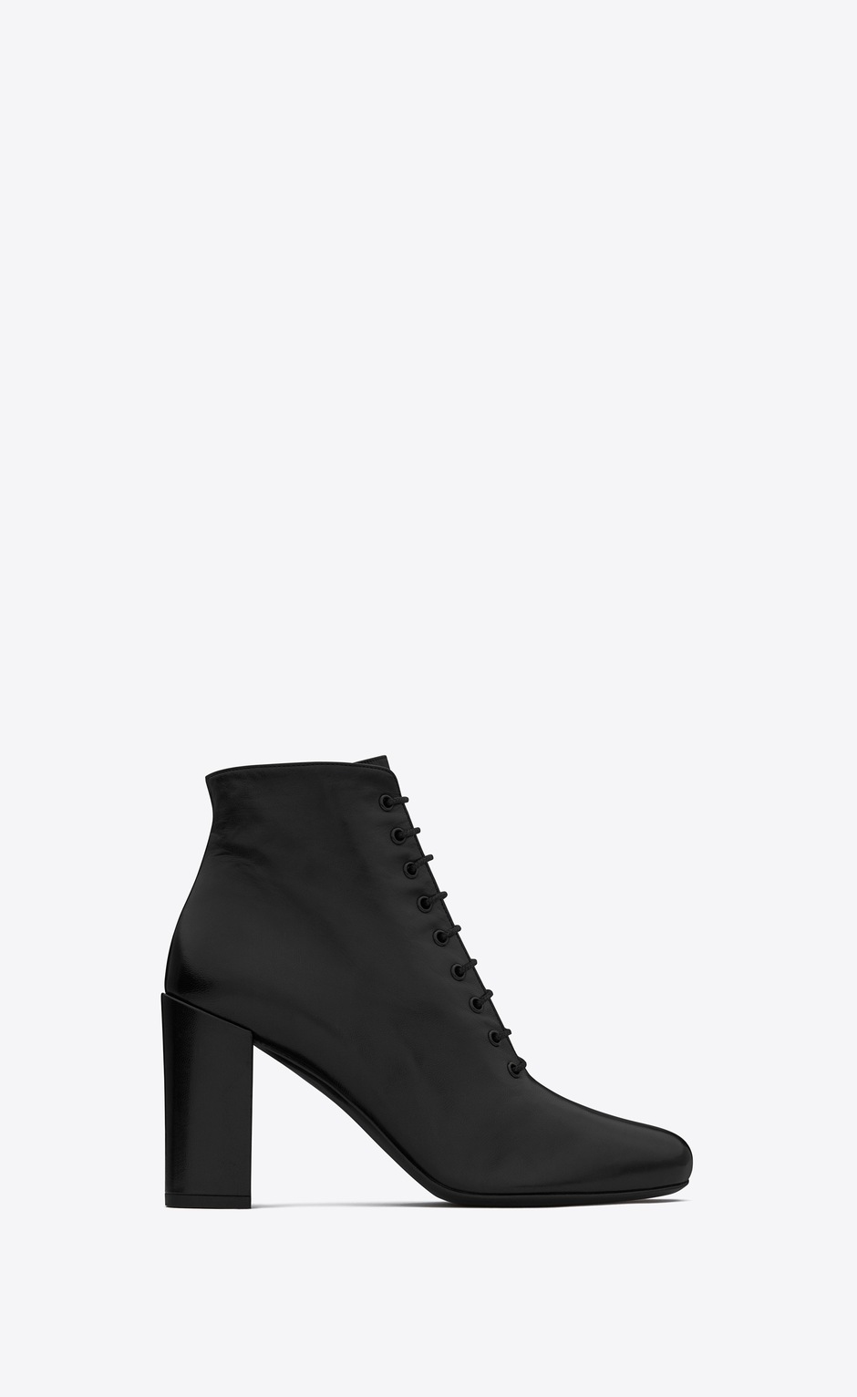 Saint Laurent BABIES 90 Lace Up Ankle Boot In Black Leather