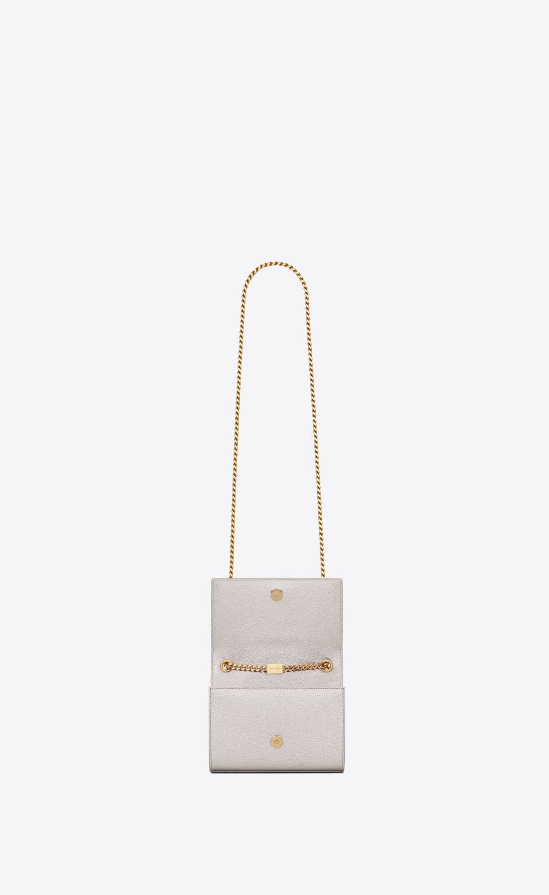 Saint Laurent Classic Small Kate Satchel In Pale Gold Grained Metallic