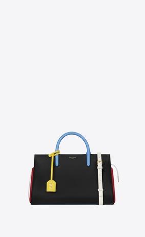 Saint Lau Small Cabas Rive Gauche Bag In Black Red Dove White Close