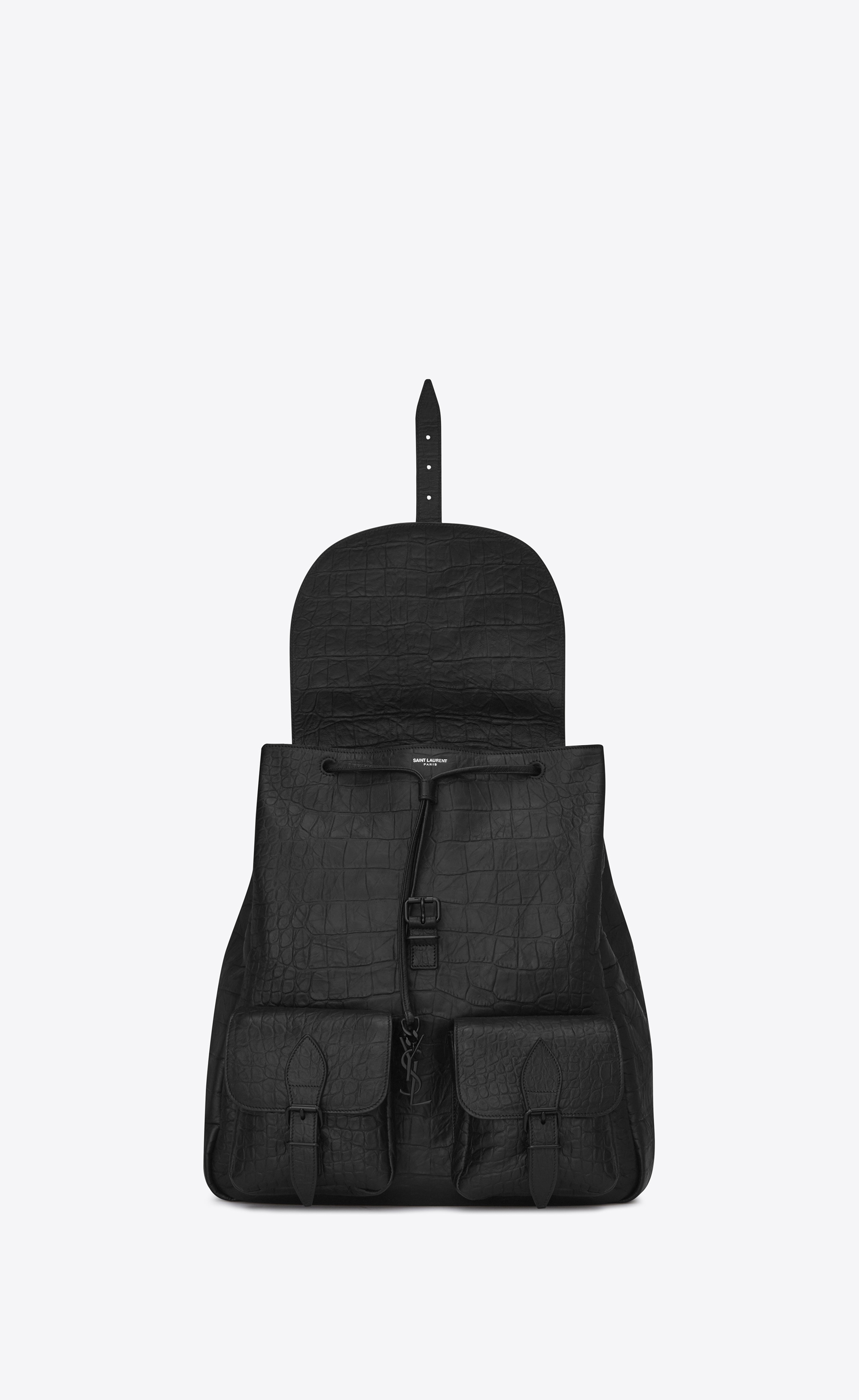 Saint Laurent FESTIVAL Backpack In Black Crocodile Embossed Leather ...