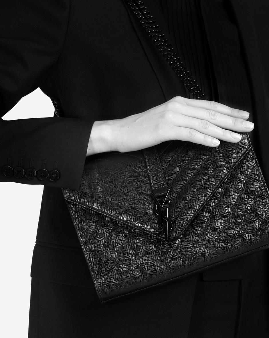 Saint Laurent Medium Satchel In Black Textured Mixed Matelassé Leather ...