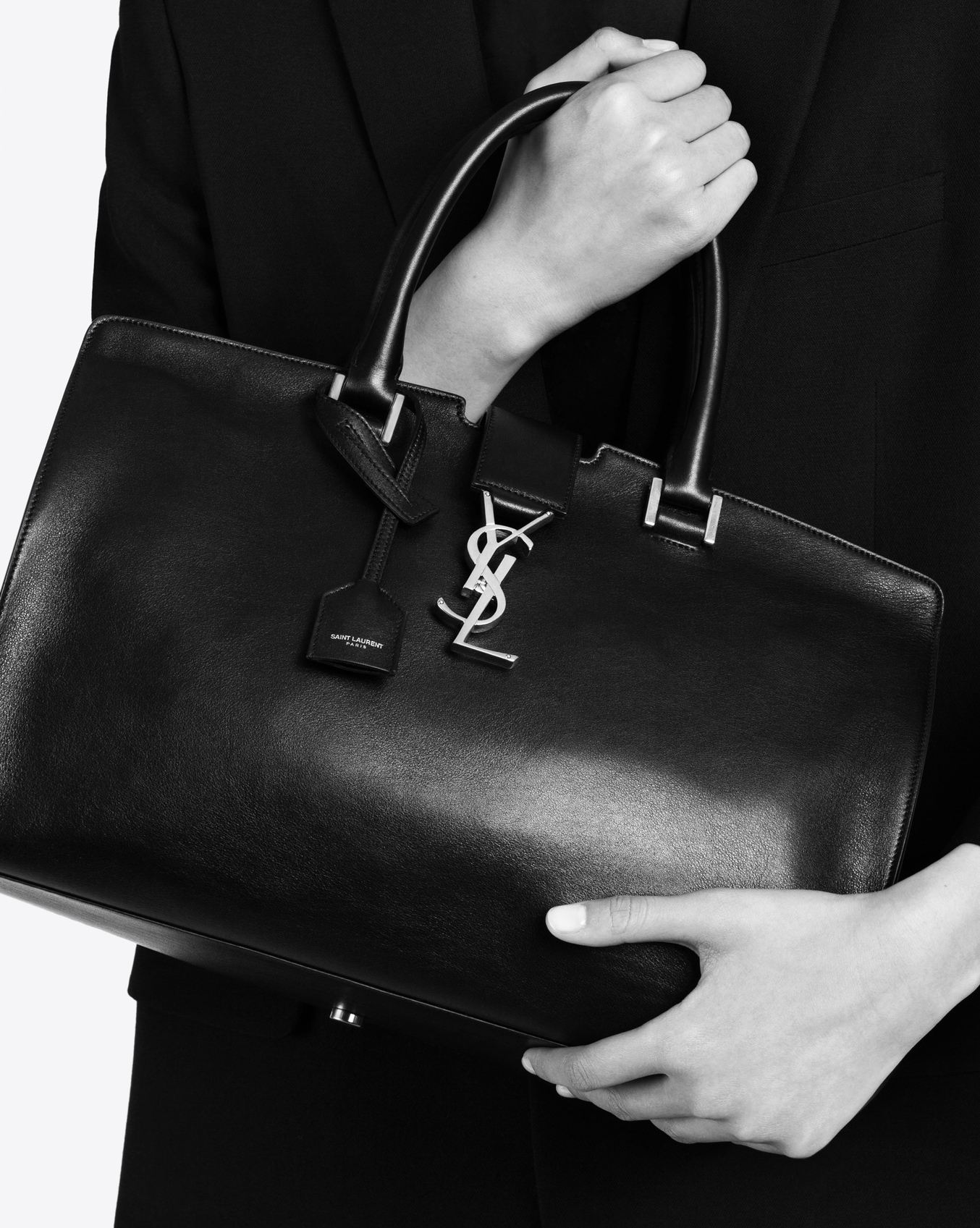 Saint Laurent Small Cabas Ysl Bag In Black Leather | YSL.com