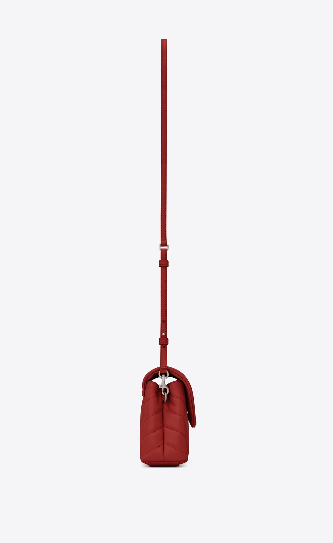 Saint Laurent Toy Loulou Strap Bag In Red "Y" MATELASSÉ Leather