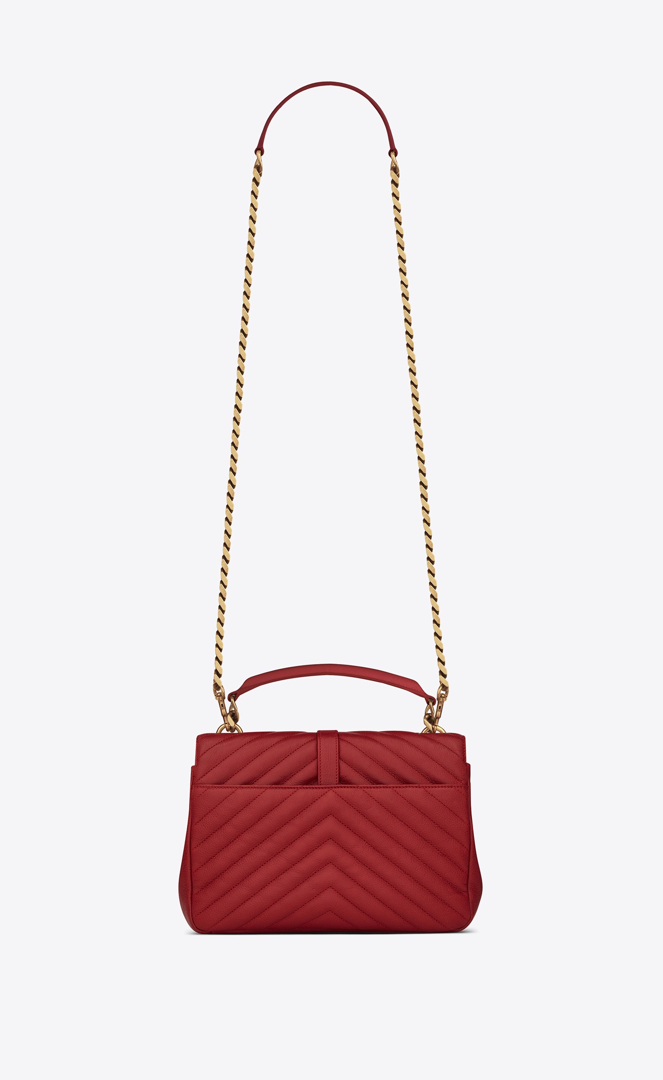 Saint Laurent Medium Collège Bag In Red Matelassé Leather