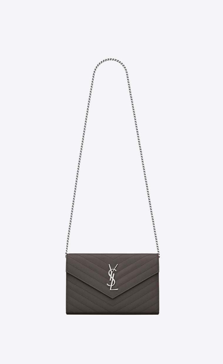 ysl grey wallet on chain