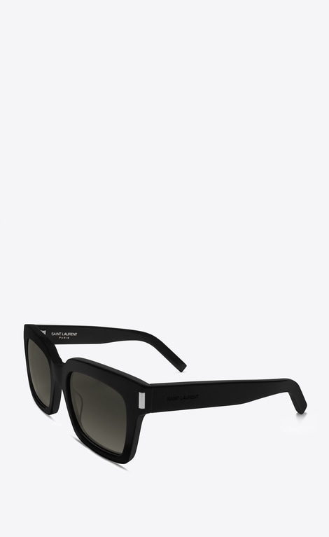 ‎Saint Laurent ‎Bold 1 Sunglasses In Shiny Black Acetate With Grey ...