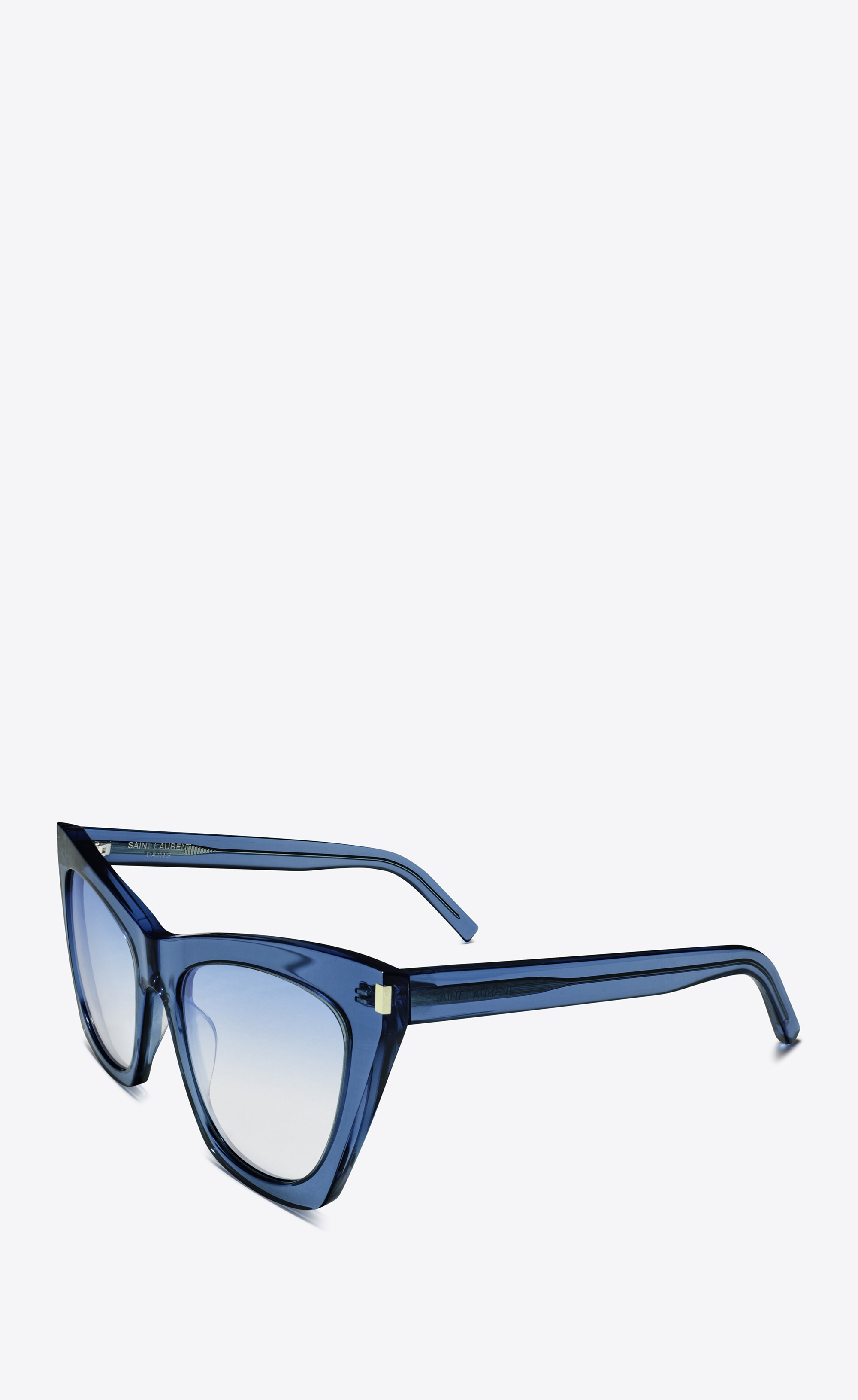 ‎Saint Laurent ‎New Wave 214 Kate Sunglasses In Clear Blue Acetate And ...