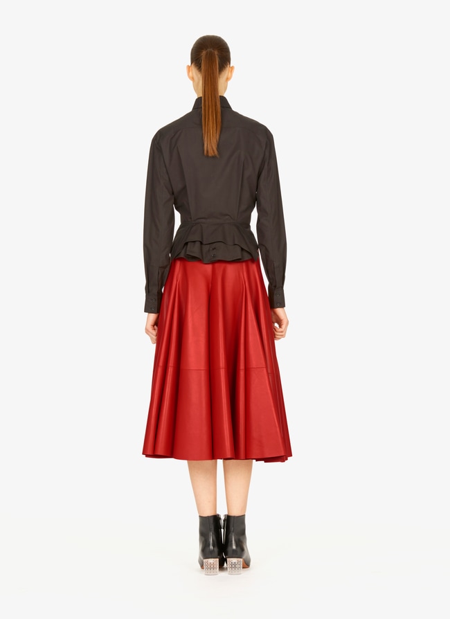 Women's ‎RED ‎ ‎Long Flared Leather Skirt ‎ ALAÏA ‎United States
